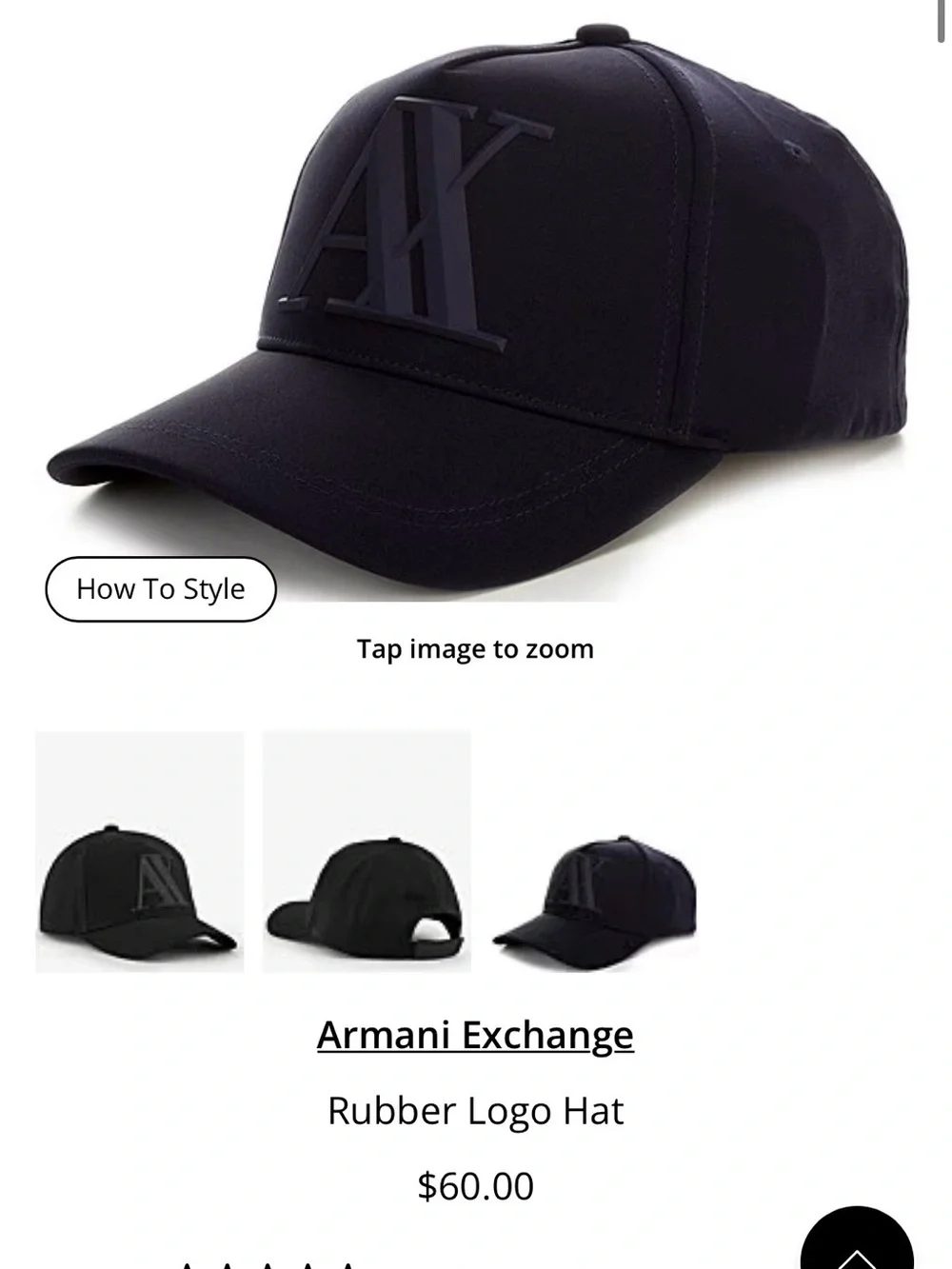 Armani Exchange Navy Blue Men’s Baseball Cap with Raised AX Logo